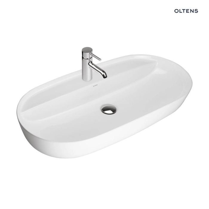 Hamnes Thin umywalka 80x40 cm nablatowa owalna z powłoką SmartClean biała 41815000 Oltens