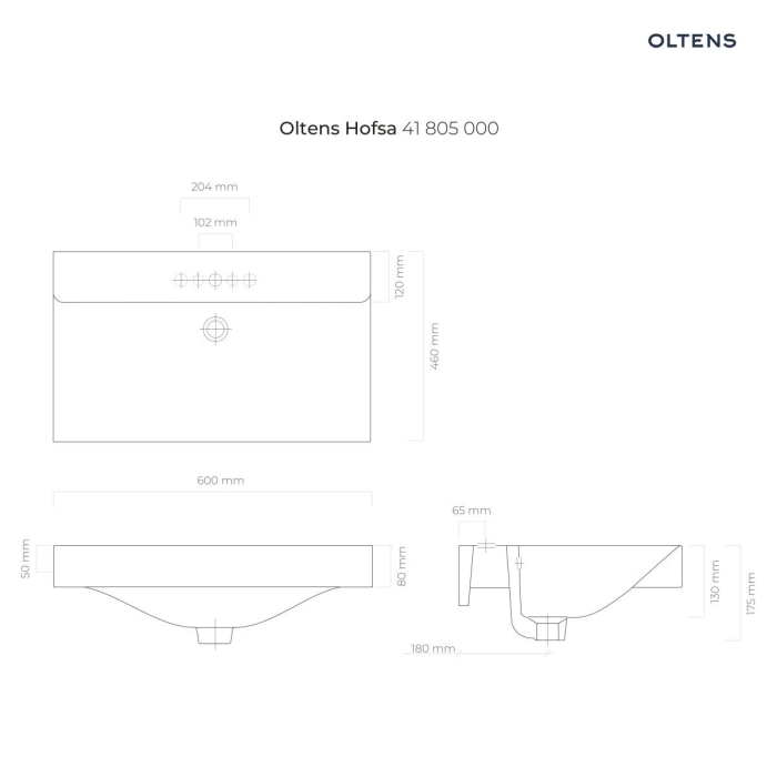 Hofsa umywalka 60x46 cm nablatowa z powłoką SmartClean biała 41805000 Oltens