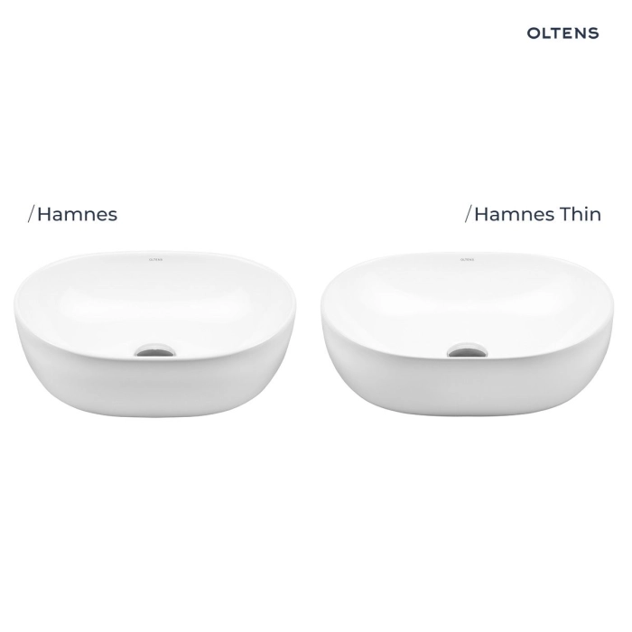 Hamnes Thin umywalka 49,5x35,5 cm nablatowa owalna biała 40319000 Oltens