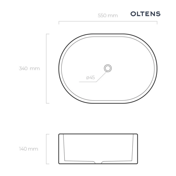 Lom umywalka 55x34 cm nablatowa owalna z powłoką SmartClean biała 40811000 Oltens