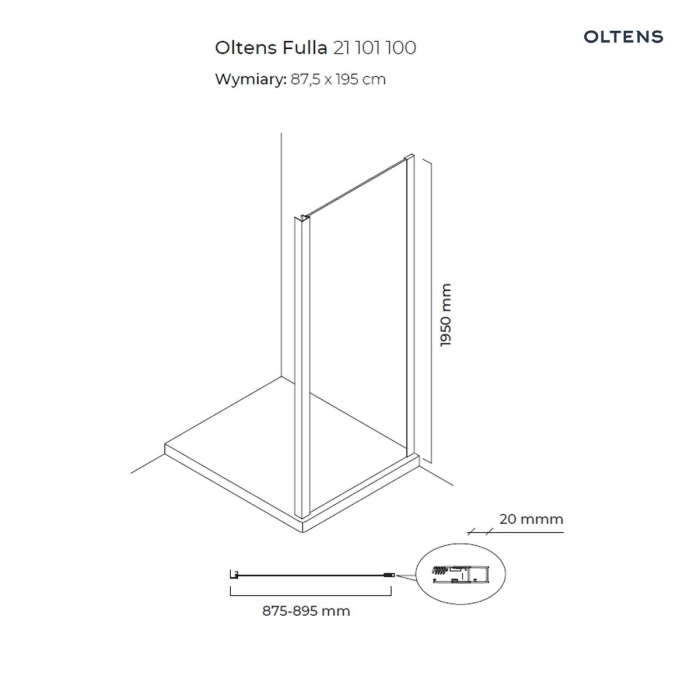 Fulla kabina prysznicowa 100x90 cm prostokątna 20204100 Oltens