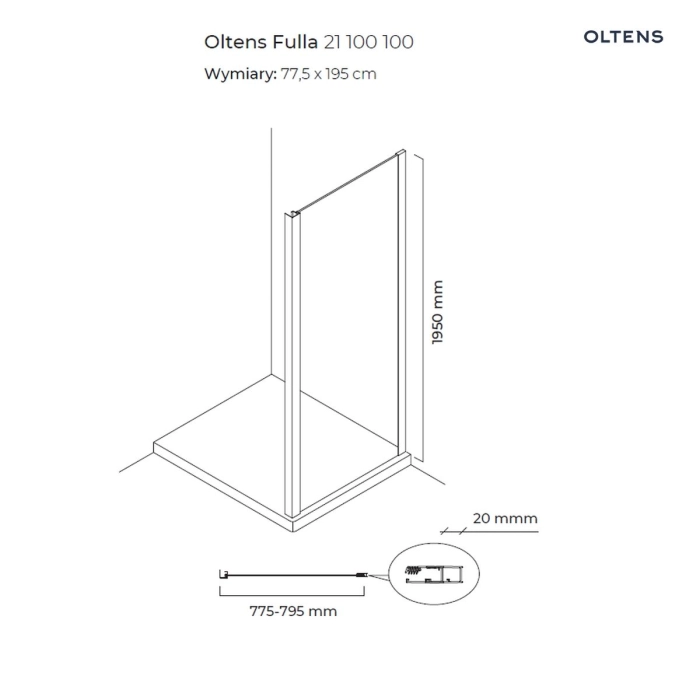 Fulla kabina prysznicowa 100x80 cm prostokątna 20202100 Oltens