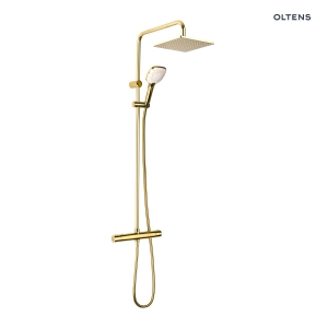Atran (S) zestaw prysznicowy termostatyczny z deszczownicą kwadratową Złoty połysk 36501800 Oltens