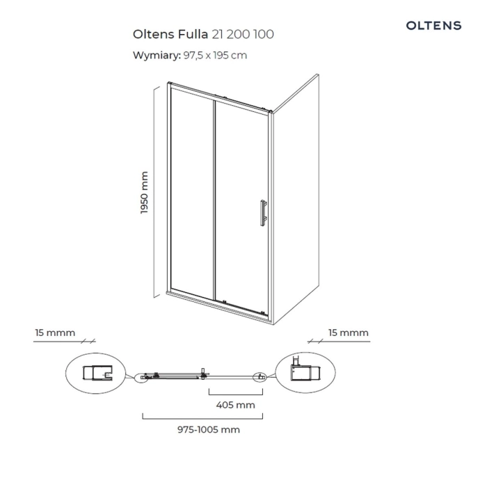 Fulla kabina prysznicowa 100x80 cm prostokątna 20202100 Oltens