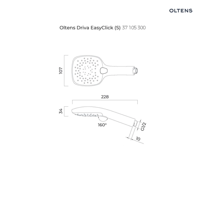 Driva EasyClick (S) słuchawka prysznicowa Czarny mat 37105300 Oltens