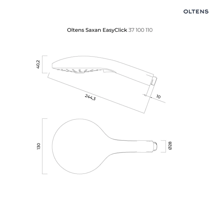 Saxan EasyClick słuchawka prysznicowa Chrom/Biały 37100110 Oltens