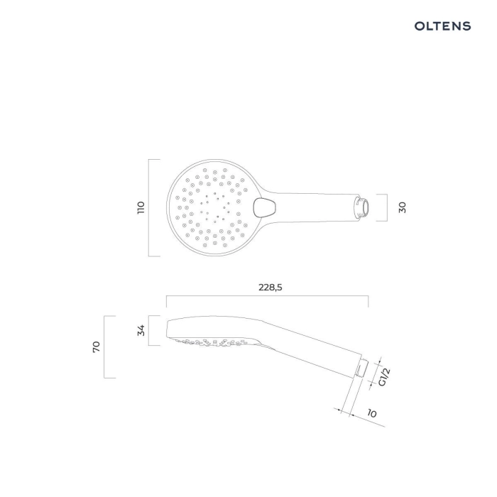 Driva EasyClick słuchawka prysznicowa Złoty połysk/Biały 37104800 Oltens