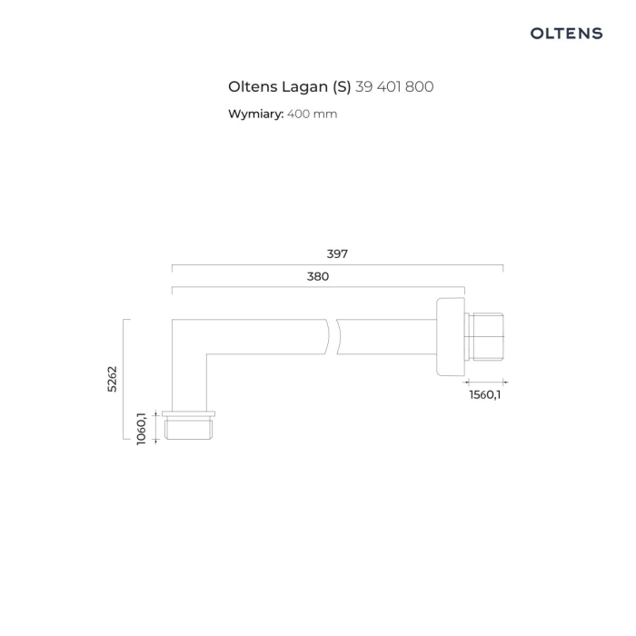 Lagan (S) ramię deszczownicy 40 cm prostokątne Złoty połysk 39401800 Oltens