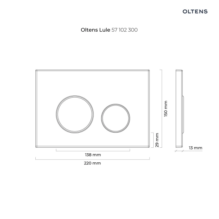 Lule przycisk spłukujący do WC Czarny mat/Chrom/Czarny mat 57102300 Oltens
