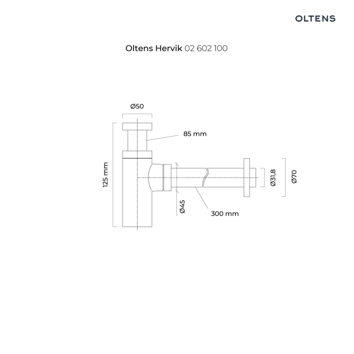 Hervik syfon umywalkowy mosiężny okrągły Chrom 02602100 Oltens