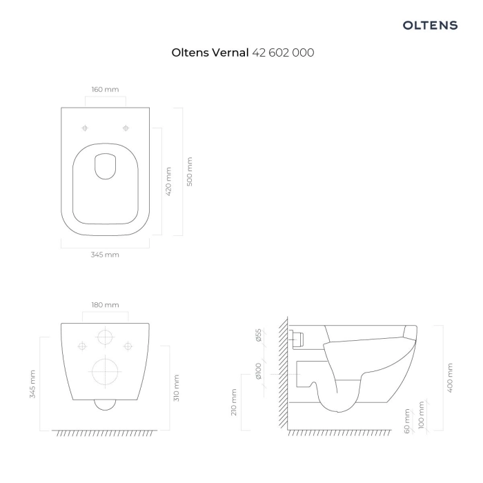 Vernal miska WC wisząca z powłoką SmartClean biała 42602000 Oltens