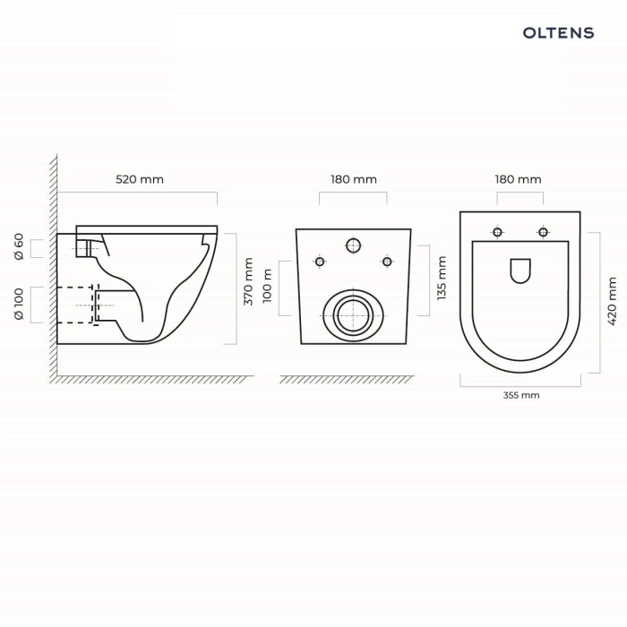 Hamnes miska WC wisząca PureRim Czarny mat 42013300 Oltens