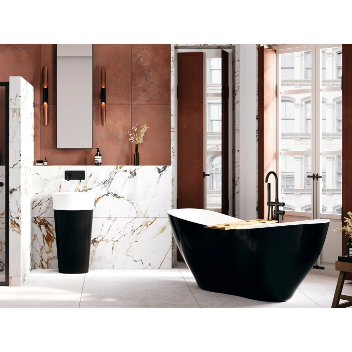 VIYA BLACK&WHITE wanna wolnostojąca 160x70 (korek chrom) WMD-160-VWC Besco