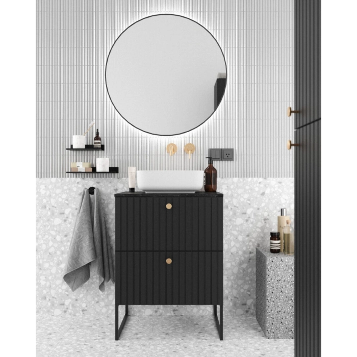 LEO lustro okrągłe 800 mm czarny mat LED