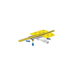 SLIM odpływ liniowy 70 cm, w komplecie: baza odpływu + syfon + redukcja + nóżki + mankiet izolacyjny + rynna + ruszt, złoty poler
