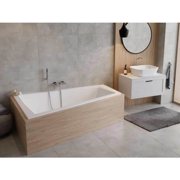 Alvi Duo Slim Wanna asymetryczna do zabudowy, akrylowa, z przelewem, 1700x1250 mm, prawa