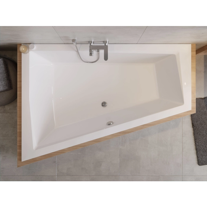 Alvi Duo Slim Wanna asymetryczna do zabudowy, akrylowa, z przelewem, 1700x1250 mm, prawa