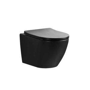 NOX 1.0 Miska WC wisząca 49x37 cm, bezranotwa z deską wolnoopadającą slim, czarny mat