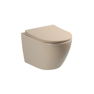 NOX 1.0 Miska WC wisząca 49x37 cm, bezranotwa z deską wolnoopadającą slim, beż mat