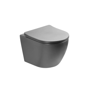 NOX 1.0 Miska WC wisząca 49x37 cm, bezranotwa z deską wolnoopadającą slim, ciemny szary mat